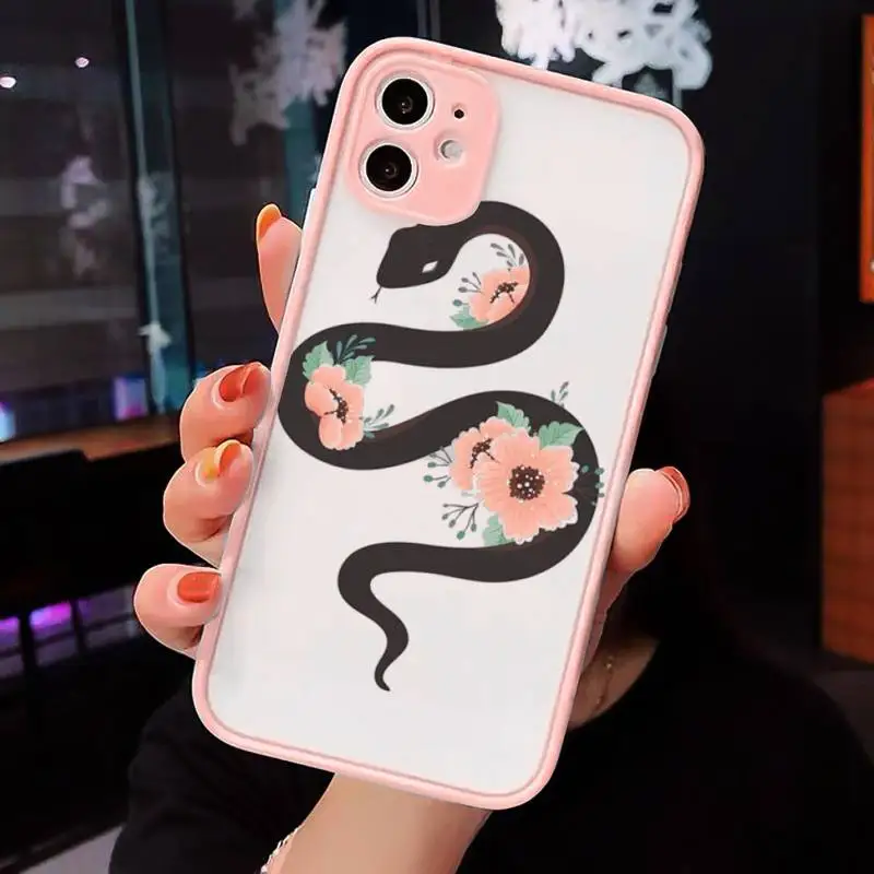 

Snake art cartoon pattern Phone Cases matte transparent For iphone 7 8 11 12 plus mini x xs xr pro max luxury shell cover