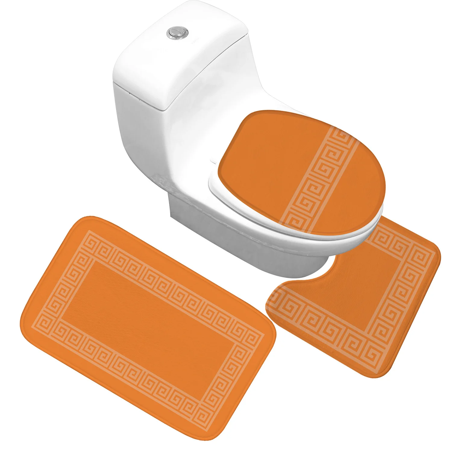 

Bath Mat 3 Piece Set Classical Pattern Toilet Cover Foot Pad Non-slip Absorbent Bathroom Door Mat Flannel Soft Bathr Rug Carpet