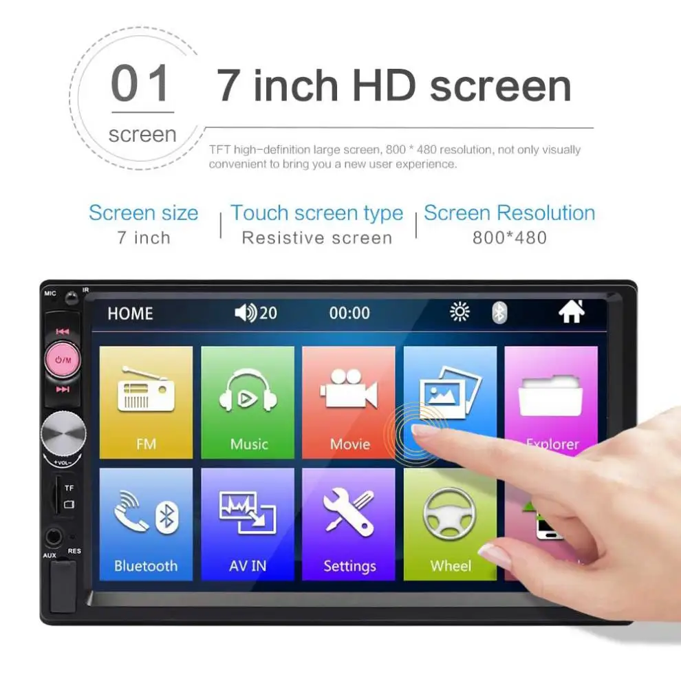 Автомагнитола 2 DIN 7 дюймов Bluetooth сенсорный экран HD стерео видеоплеер поддержка