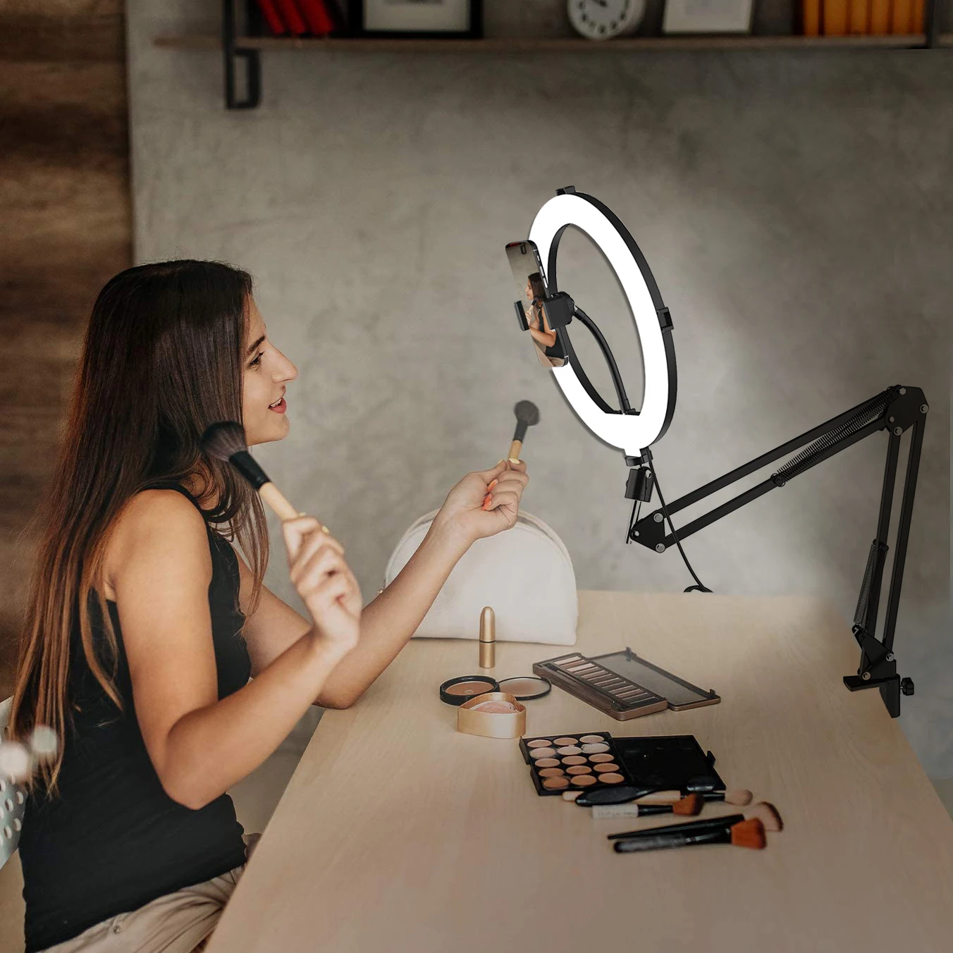 Настольный кронштейн для микрофона с держателем телефона подставка-держатель