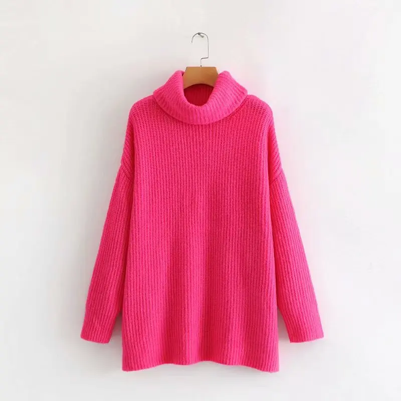 

15 Color Women Turtleneck Sweater Long Sleeve Casual Knitting Pulloveres Turtleneck Oversized Pullover Elegant Loose Sweater