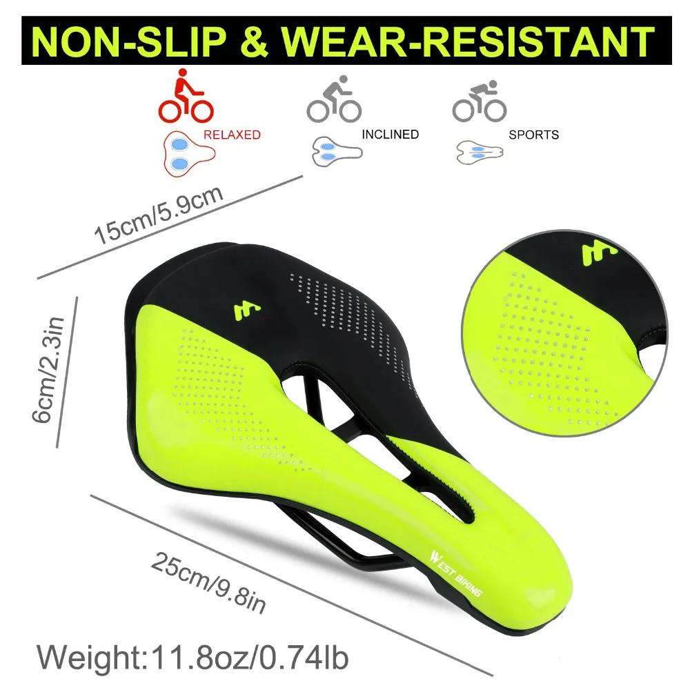 

WEST BIKING Bicycle Saddle Waterproof Bike Seat Wear-resistant PU Leather Hollow Road Bicycle Parts Cycling Seat Bike Saddle