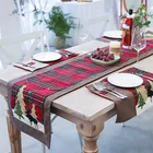 Новые рождественские украшения в европейском стиле, настольная дорожка с имитацией льна и принтом, квадратный коврик для стола с раскладкой снежинок