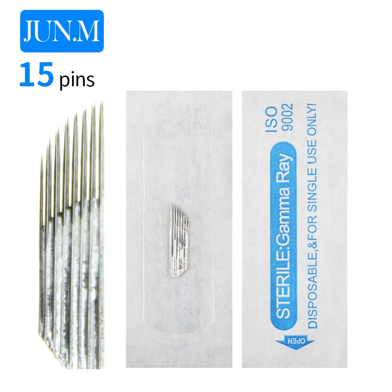 

Free Shipping 50 pcs Ppermanent makeup blade For Manuel Pen 15pin 2Row Flat Needle Blade Embroidery Eyebrow Tattooing SuppliesB5