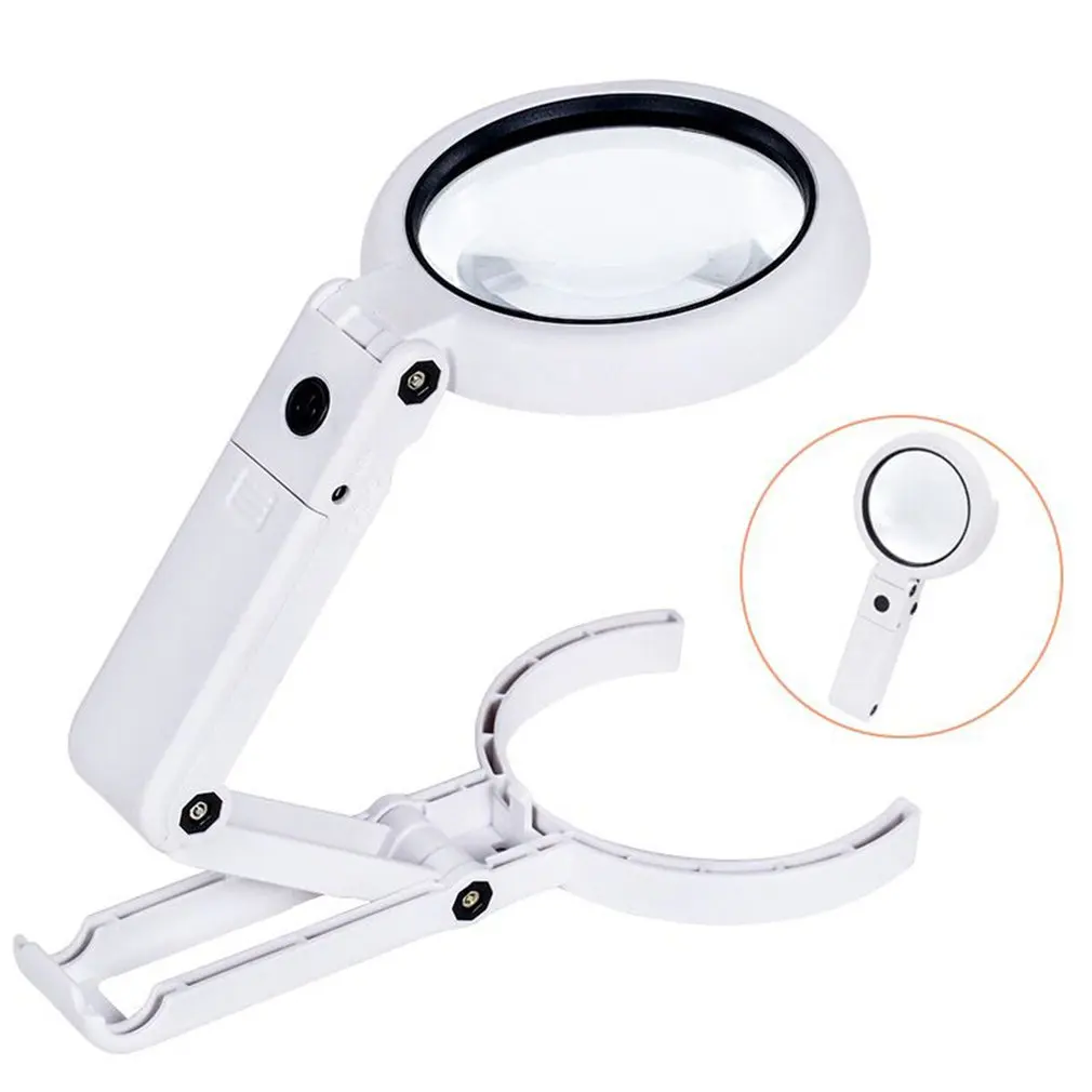 

Magnifying Glass With 8 LED Lights Handsfree Magnifier 5X+11X Dual Magnification Lens For Reading Book Jewlery Coins