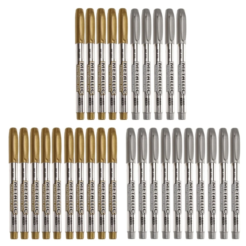 

12Pc Gold Silver Resin Drawing Pen Graffiti Highlights Metallic Permanent Marker XXFB