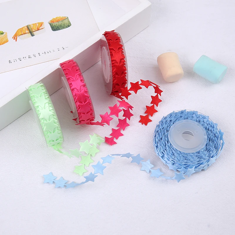5Yards/Lot 13mm Embossing Stars Satin Ribbon Wedding Party Christmas Flowers Gifts Decorated DIY Gift Wrapping 2020 New | Дом и сад