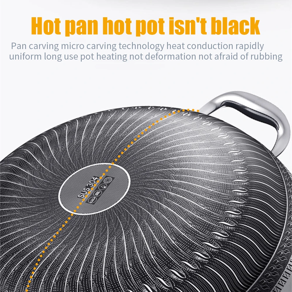 304 Stainless Steel Non Stick Frying Pan Double-Sided Screen Honeycomb Smokeless Cookware Kitchen Cooking Pot Kits | Дом и сад