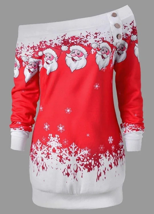 Рождественское женское платье с длинным рукавом на каждый день мультяшным