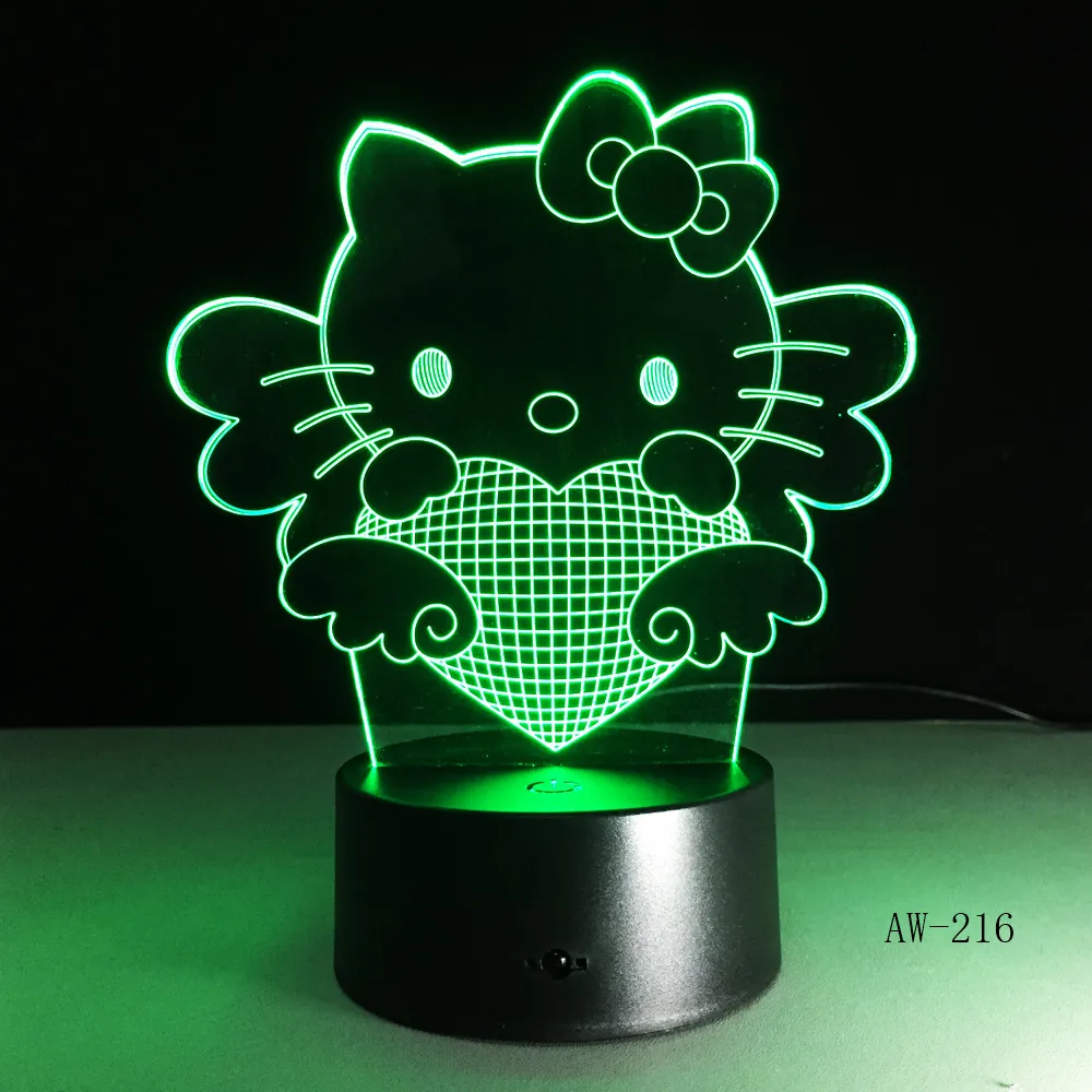 3D Светодиодная лампа в виде милого кота 7 цветов лампы светодиодный ночник