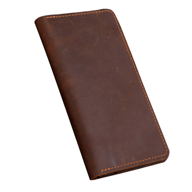 Мужской кошелек из натуральной воловьей кожи Crazy Horse Винтажный Длинный тонкий