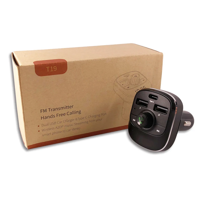 car handsfree bluetooth adapter for kit phone speaker Wireless FM Transmitter Music Playing Type-C Charging Port | Автомобили и