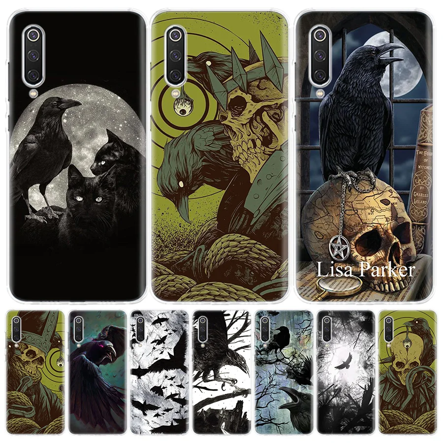 Crow Raven Dark Skull Phone Case for Xiaomi Redmi Note 10 10S 11 11S 11T 9 9S 8 8T 7 9T 11E Pro 5G 7 6 5 5A MAX Fashion Cover Ca