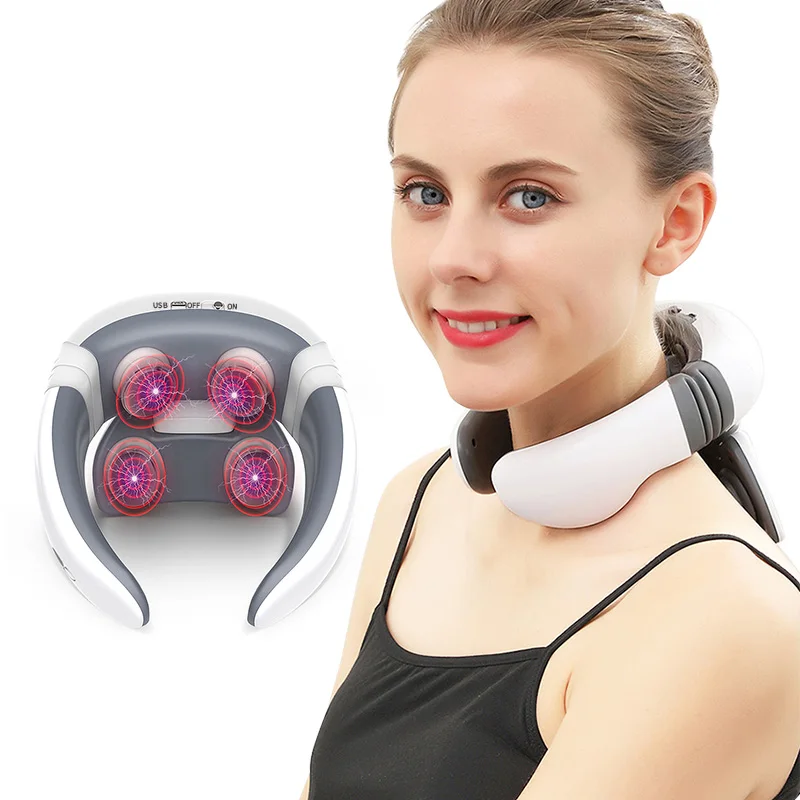 

USB Charging Smart Electric Neck Back Pulse Timing Massager Wireless Heating Cervical Spine Relaxing Pain Kneading Massager