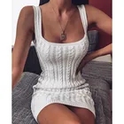 Женское трикотажное мини-платье, Белое Облегающее Платье на бретельках, для вечерние