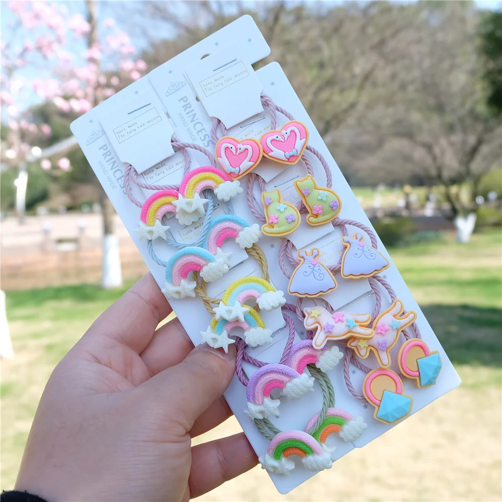 10 шт./компл. дети мультфильм животных резинки для волос фрукты резинка с принтом в