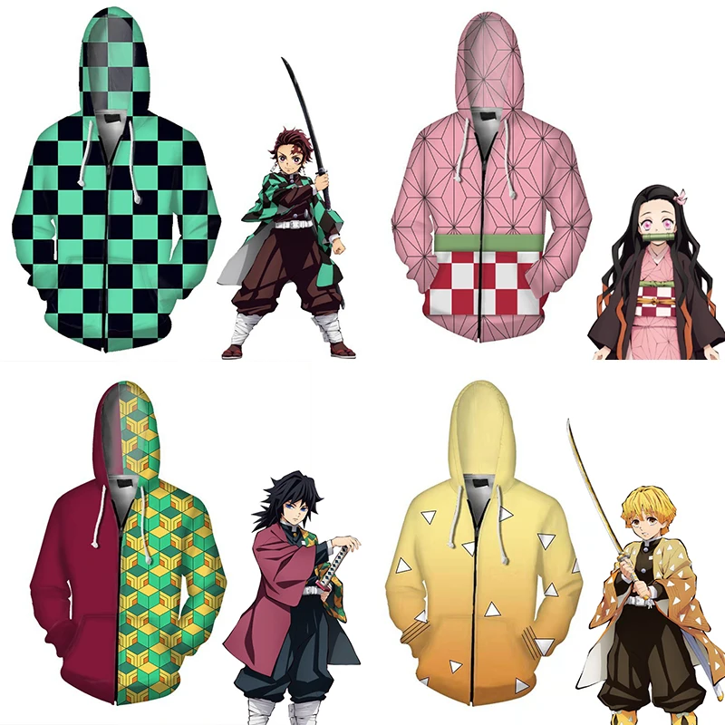 Толстовка с капюшоном и 3d принтом из аниме рассекающий демонов|Костюмы аниме| |