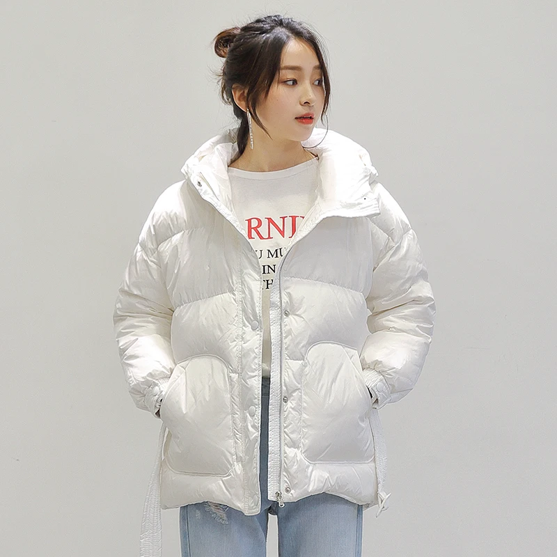 AYUNSUE осенне зимний пуховик женский с капюшоном Корейская светильник Кая белая