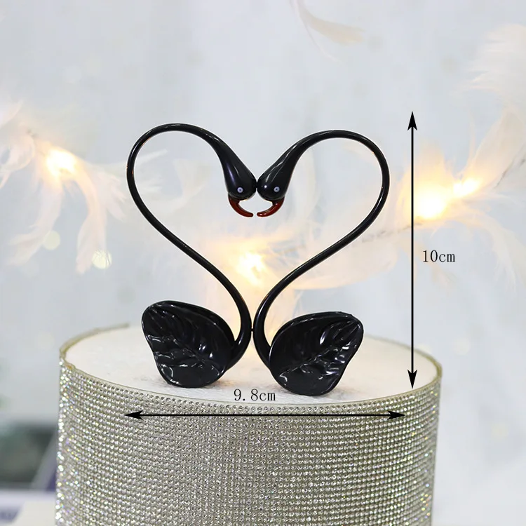 Украшение торта черно белые украшения в форме лебедя любовь птица двойной Лебедь