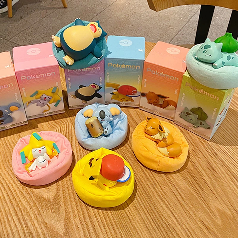 Genuine Pokemon Starry Dream Cartoon Anime Figure Model With Plush Base Pikachu Eevee Bulbasaur Snorlax Jirachi Komala Doll Toy | Игрушки и