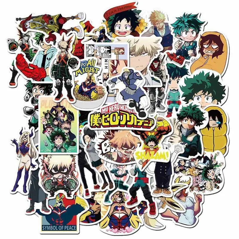 

10/50/100PCS Japanese Anime My Hero Academia Graffiti Stickers Mobile Phone Skateboard Luggage Waterproof Non-repetitive