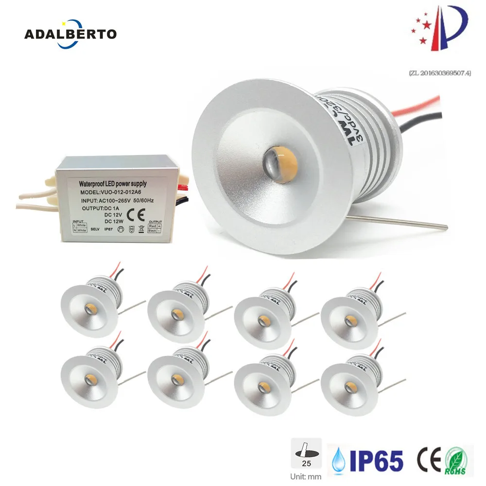 1W 12V Мини светодиодный прожектор IP65 Точечный светильник на потолок с фокусным