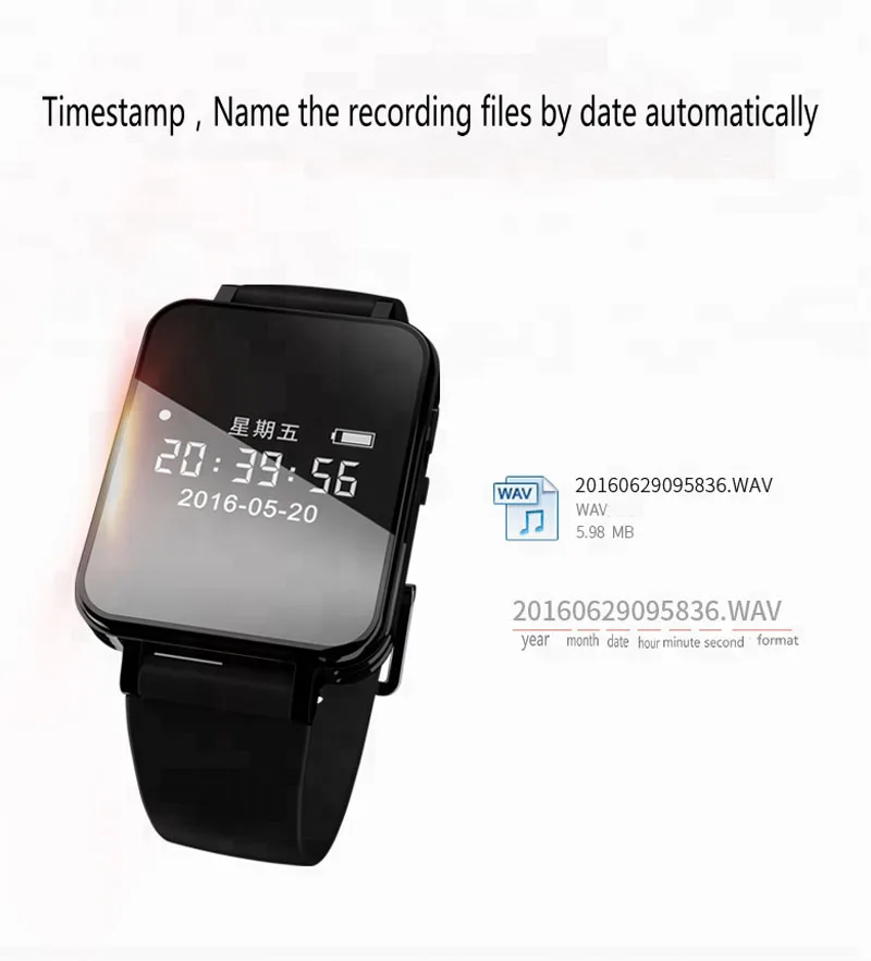 Digital Voice Recorder Activated Recording Watch Hidden Music Player Pedometer Smart Wristband Dictaphone | Электроника