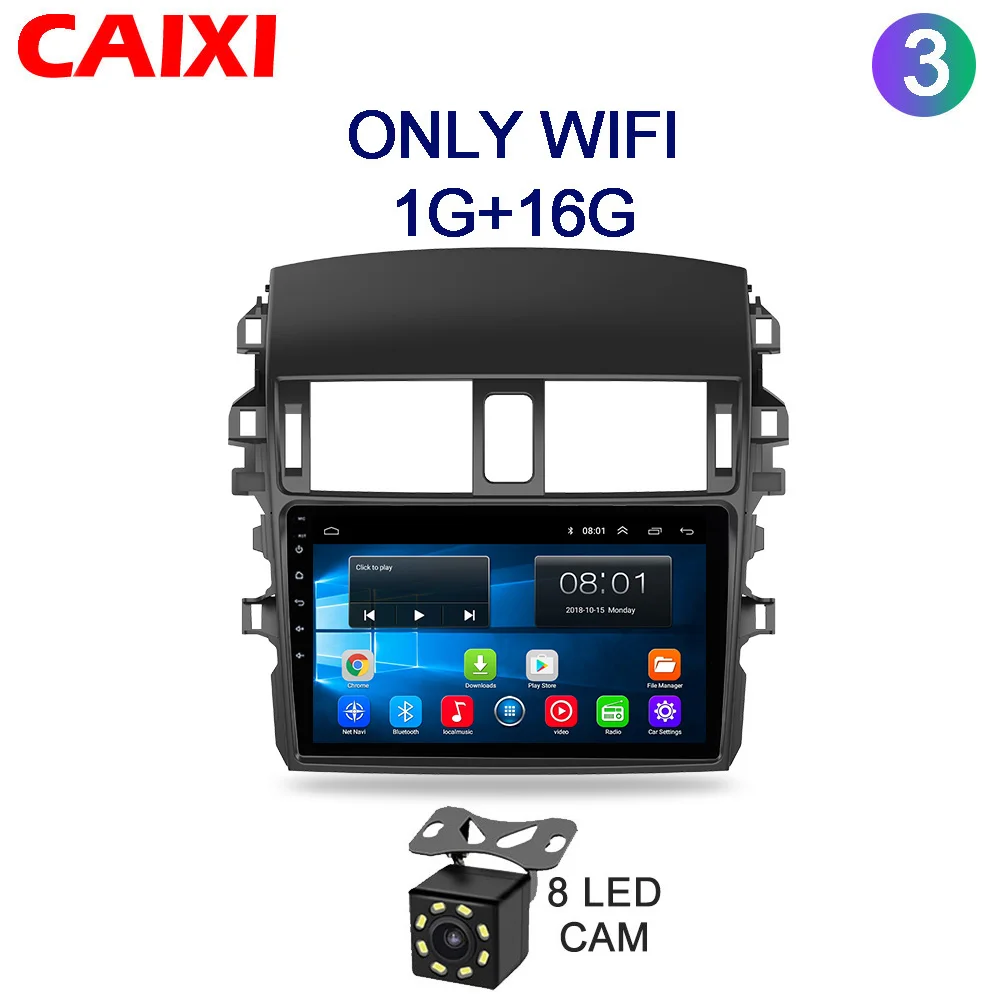 Cx-co-CAM Автомобильный android 8,1 2Din радио мультимедиа плеер для Защитные чехлы для сидений, сшитые специально для Toyota Corolla E140/150 2007 2008 2009 2010 2011 2012 2013- Оперативная память 2G - Цвет: Cx-co-CAM