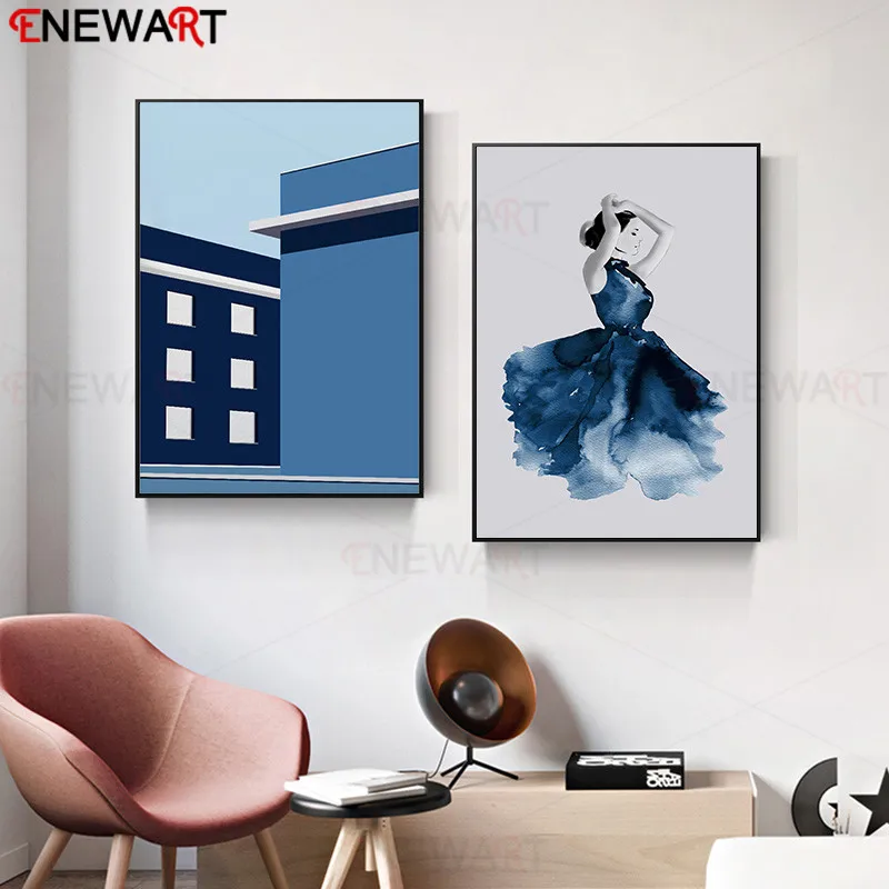 Абстрактный настенный постер украшение для гостиной спальни леди и город холст