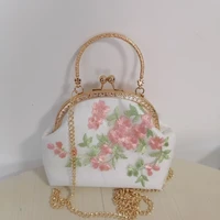 classic embroidery flowers kiss lock shell bags bag chain women shoulder crossbody bag vintage designer womens handbags