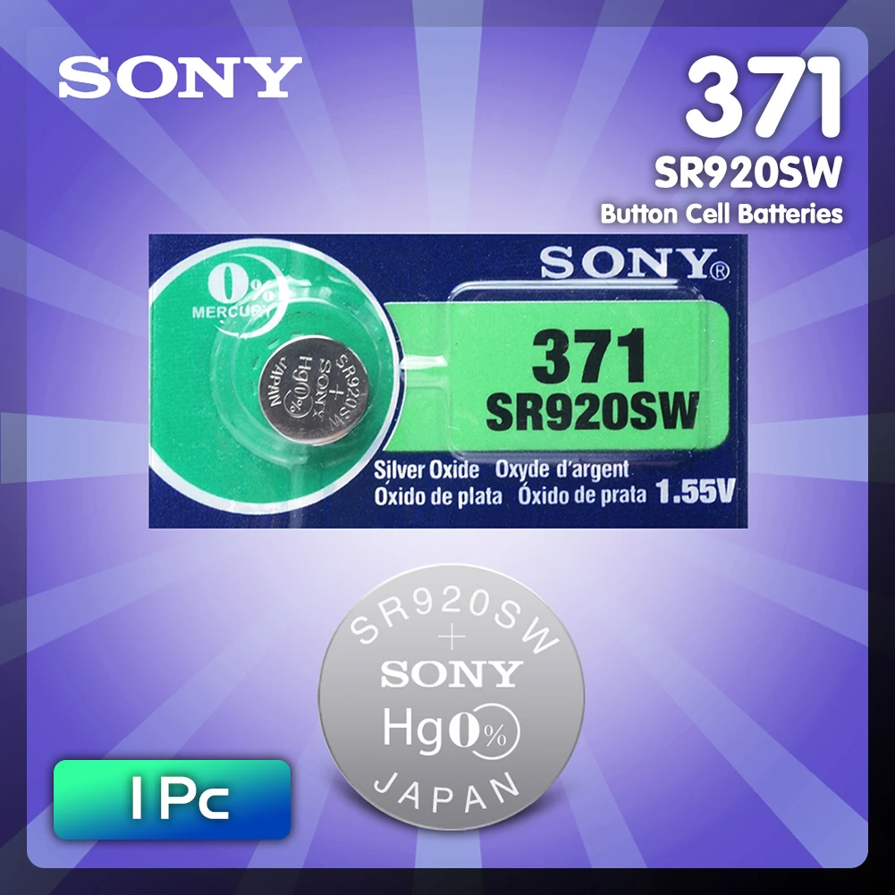 

1pc Sony 100 Original 371 SR920SW 920 LR920 AG6 LR920 LR69 171 1.55V Silver Oxide Watch Battery Watch Battery MADE IN JAPAN
