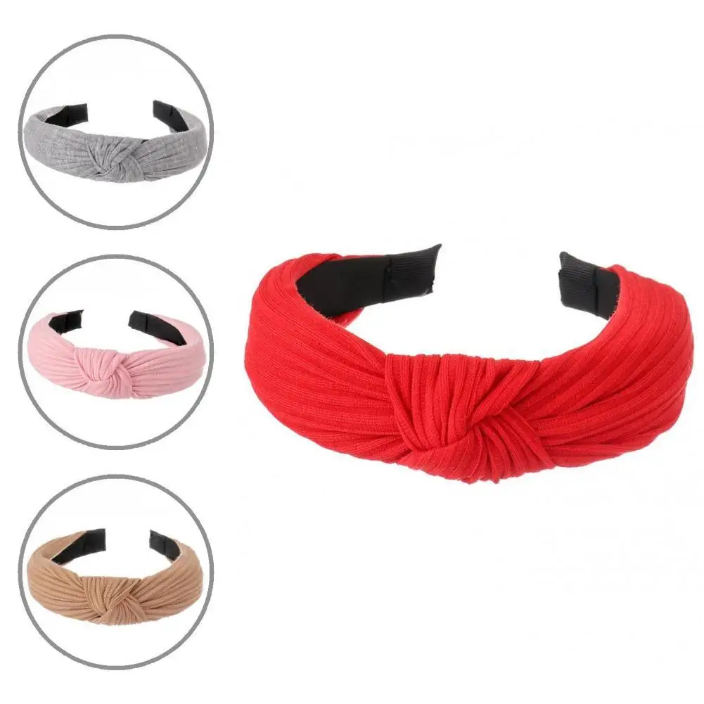

Fashion Hair Band Soft Edge Headwear Pure Color Knotted Headband Hair Clasp Women Headband