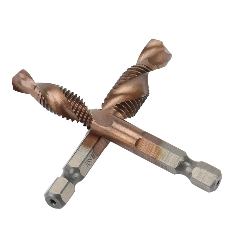 

6PCS M3-M10 Screw Tap Drill Bits HSS CO M35 Cobalt Taps Metric Combination Bit Hex Quick Change Woodworking Tools
