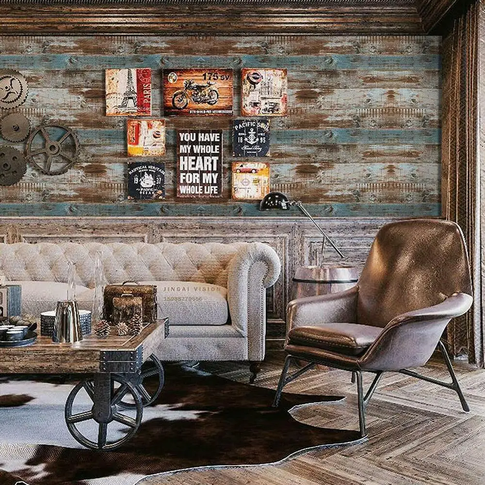 A Roll Of 45*200cm Stripe PVC Wood Grain Wall Sticker Home Stone Effect Decoration Self-Adhesive Room Wallpaper Ant | Дом и сад