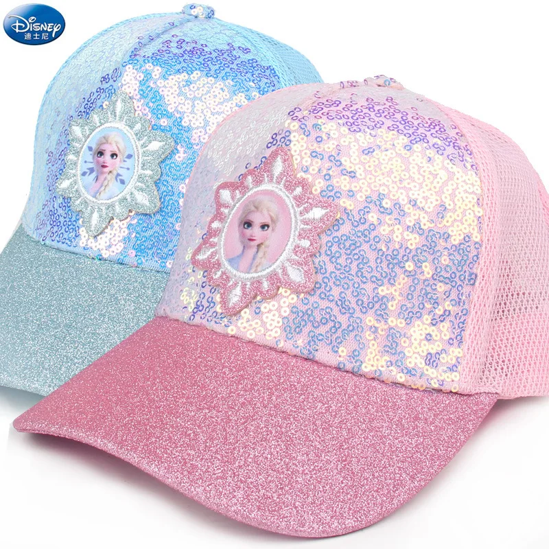 

Disney 2021 New Children's Cartoon Hat Boys and Girls Sunshade Baseball Hat Hip Hop Sun Hat Snow Princess baby hat