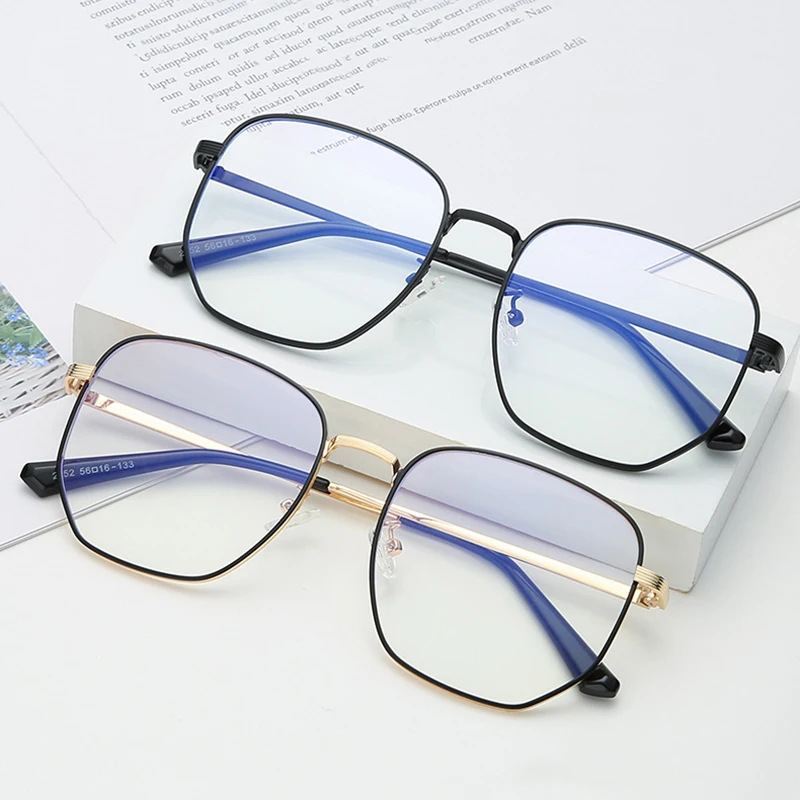 Металлическая многоугольная большая оправа очки трендовая Новинка анти-синее