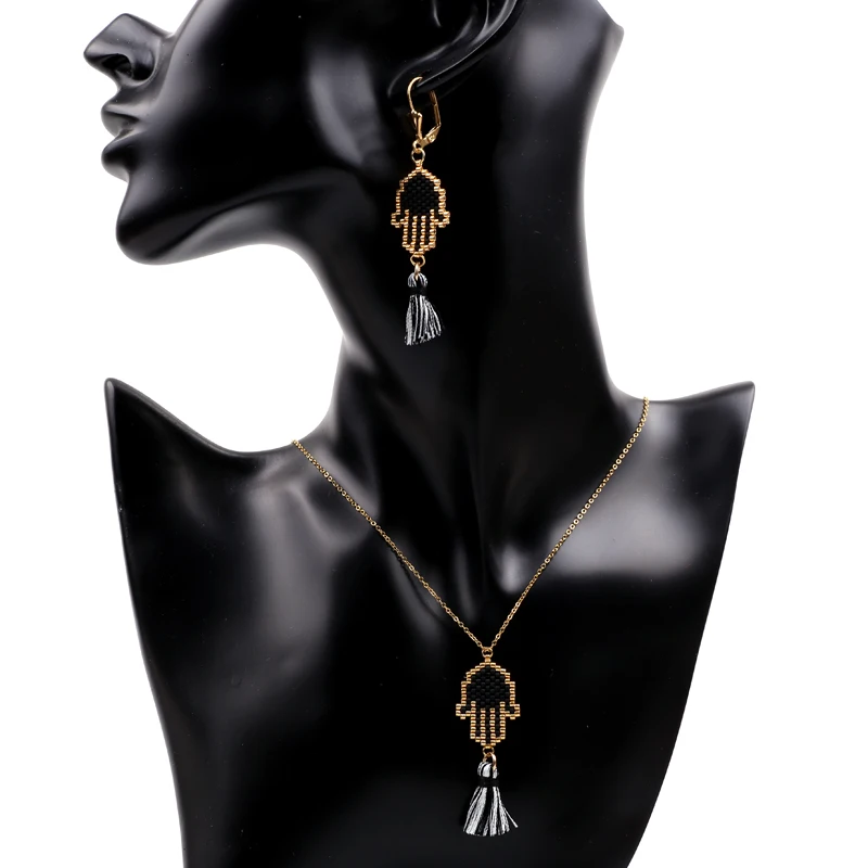 

FAIRYWOO Hand Clap Funny Tassels Palm Earring Women Vintage Gold Earrings Miyuki Glass Bead Jewelry Halloween Earrings Wholesale