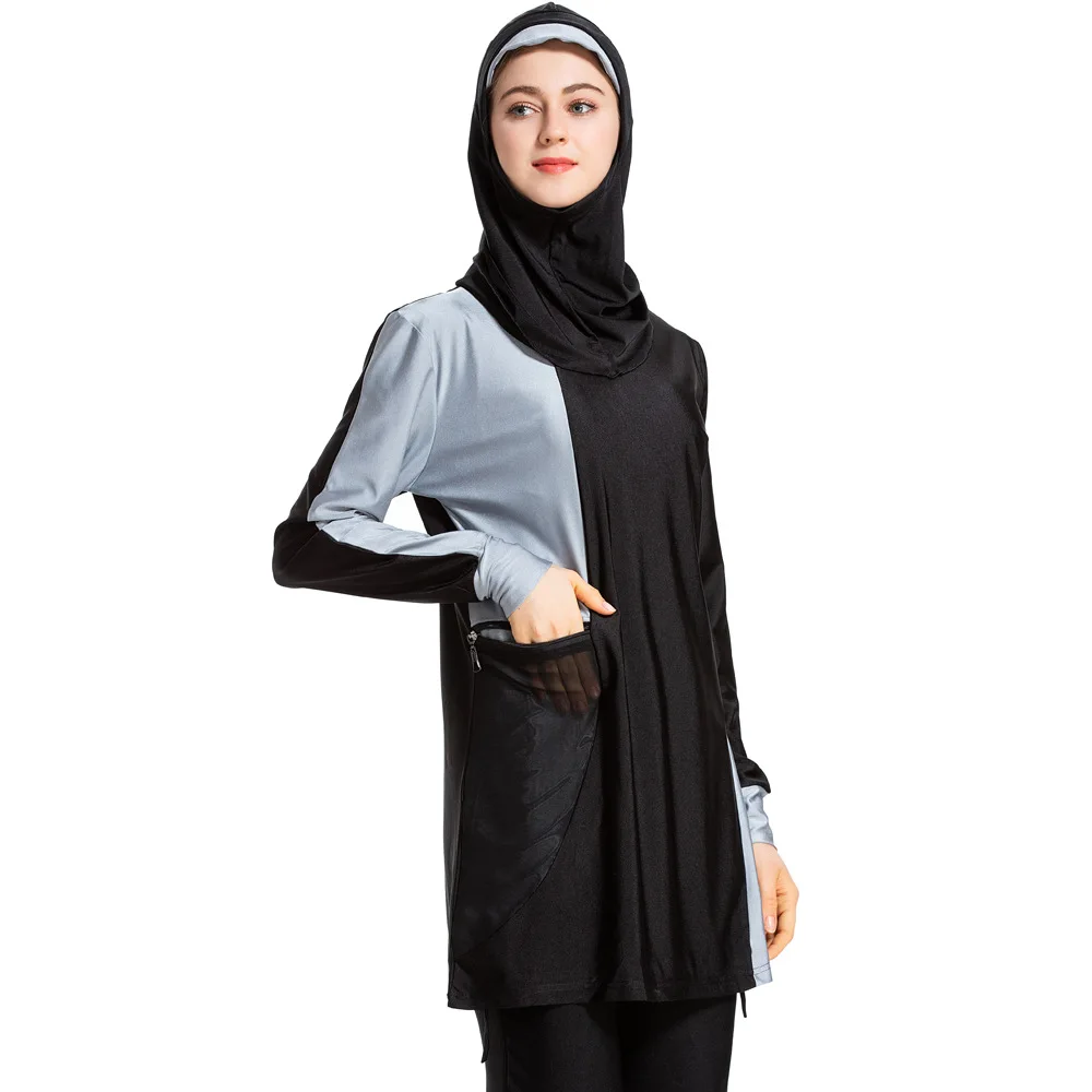 

2021 New Muslim Burkini Conservative Hui Swimsuit Wish Sunscreen Three-piece Swimsuit Hijab Swimwear Islamic Swimsuit Fashion