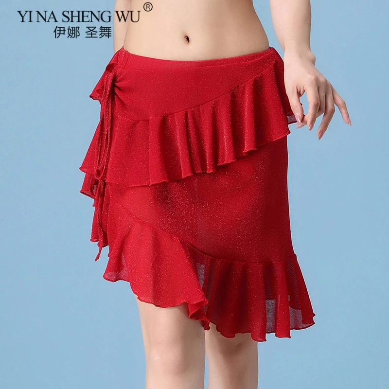 1175 Red Skirt Танцевальный Костюм r, Женская Блестящая одежда для танца живота, летний сексуальный топ с коротким рукавом, юбка для восточных танцев, одежда для танца живота, новая одежда - Цвет: 1175 Red Skirt