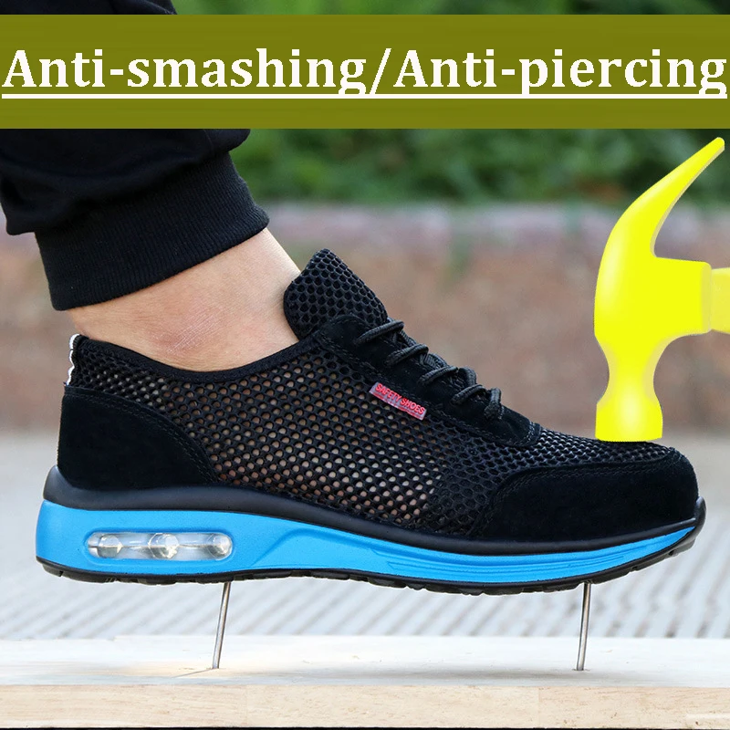 Мужская Рабочая обувь со стальным носком устойчивая к проколу защитная черная