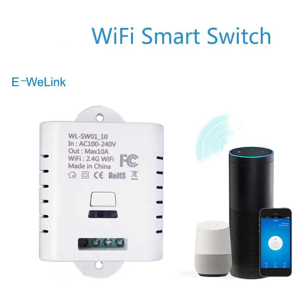 

Беспроводной переключатель SW1_16W SW1_10W Wi-Fi для дистанционного управления релейным модулем автоматизации Ewelink для IPhone Android, смартфона 10A 16A