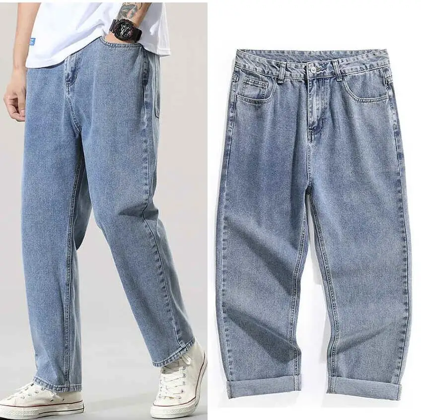 Male Denim Pants  Jeans Men Hole Jeans Loose Wide legs Ankle-Length Pants Men Feet Jeans Hip Hop Jeans
