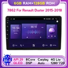 Автомобильное радио, мультимедийный видеоплеер 2DIN, 6G + 128G QLED 5G WIFI Android 10 для Renault Duster, Dacia Duster 2015-2018, GPS-навигация
