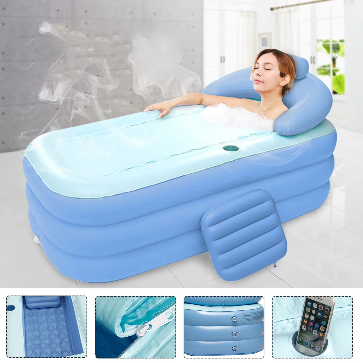 

Large Inflatable Bath Tub PVC Inflatable Bath SPA For Adults Kid Inflatable For Household Outdoor Cool Warm Bathtub with Cover