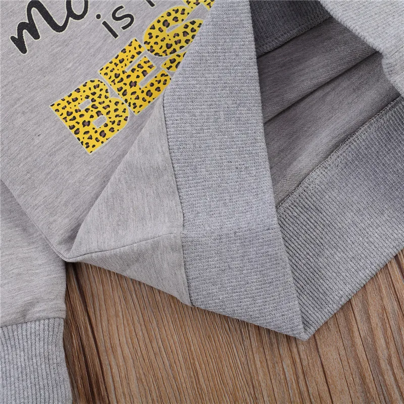 Infant Baby Casual Pullover Sweatshirt Long Sleeve Round Collar Letters Printed Pattern Top for Boys and Girls Grey/Orange 0-24M