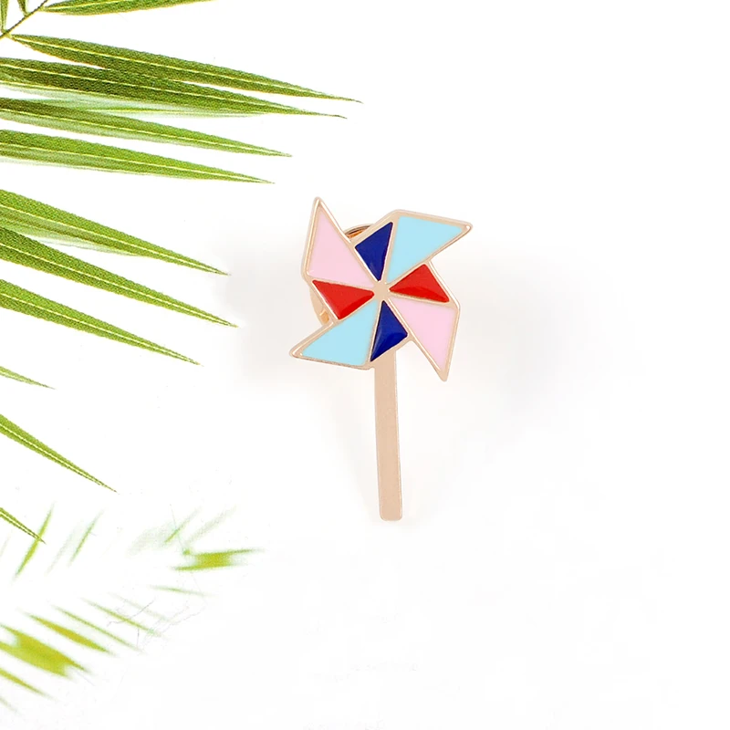 Эмалированные булавки в виде мини мельницы Мультяшные яркие оригами детство