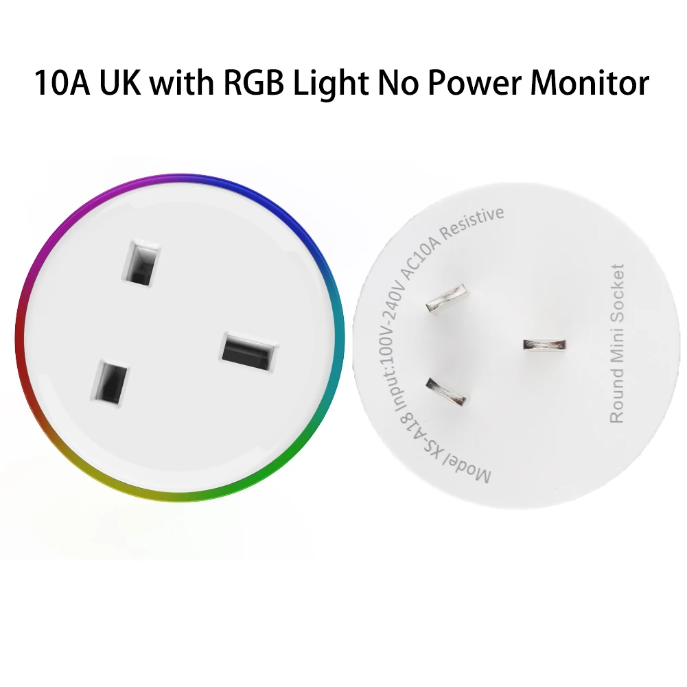 10A UK With LED В WiFi умная розетка, Беспроводная розетка, умная жизнь/приложение Tuya, дистанционное управление, работа с Alexa Google Home, не требуется концентратор - Цвет: 10A UK With LED