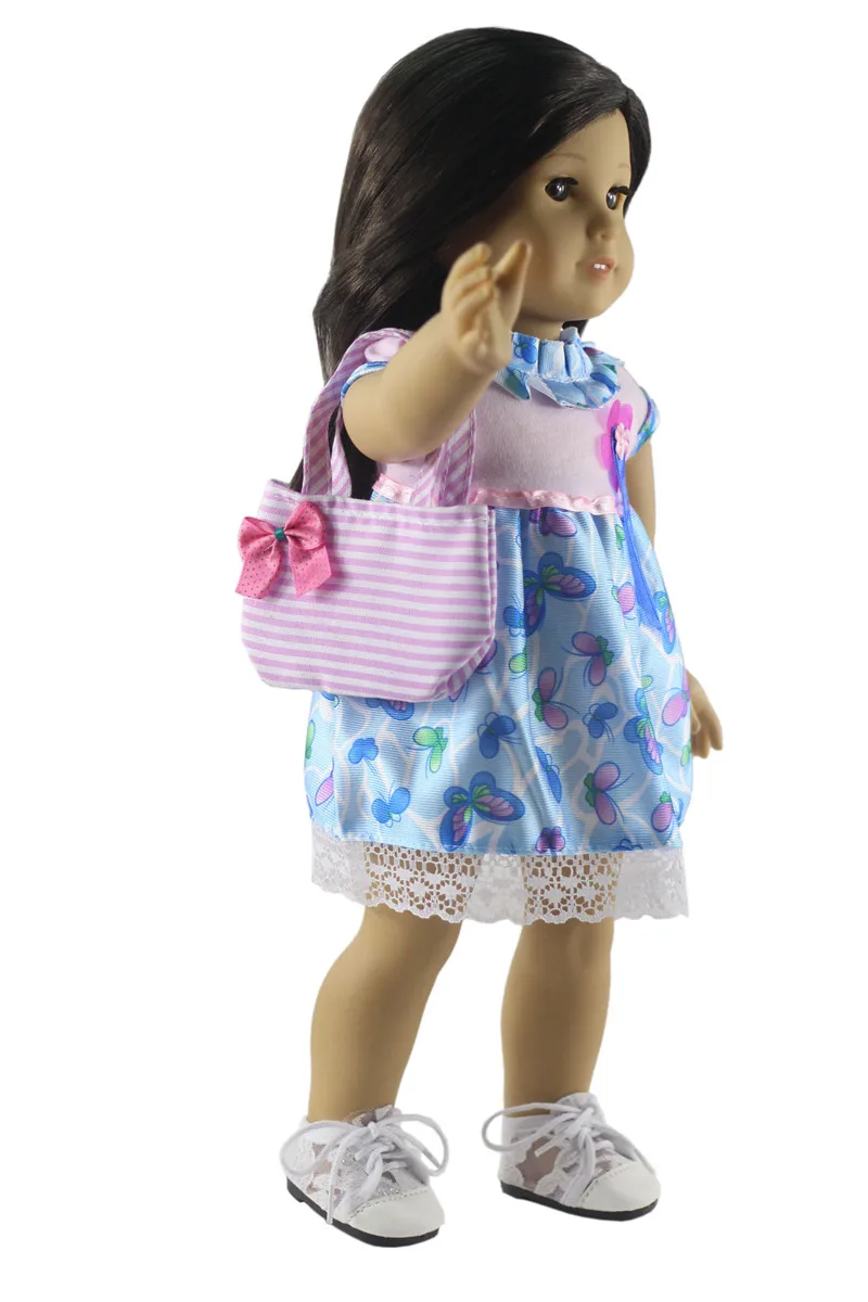 12 предметов = 6 шт. кукольная одежда + 3 случайных туфель сумки для 18 дюймовых