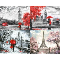 amtmbs tower and couples scenery diy painting by numbers adults handmade on canvas coloring by numbers home wall art decor