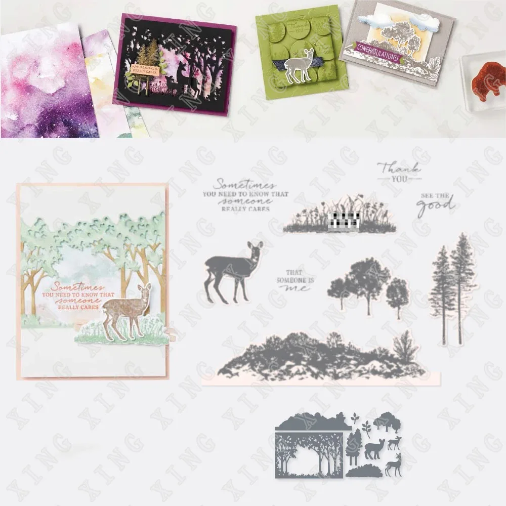 

2022 Spring Deer Grove Metal Cutting Dies Stamps Scrapbook Diary Decoration Embossing Template Diy Greeting Card Handmade